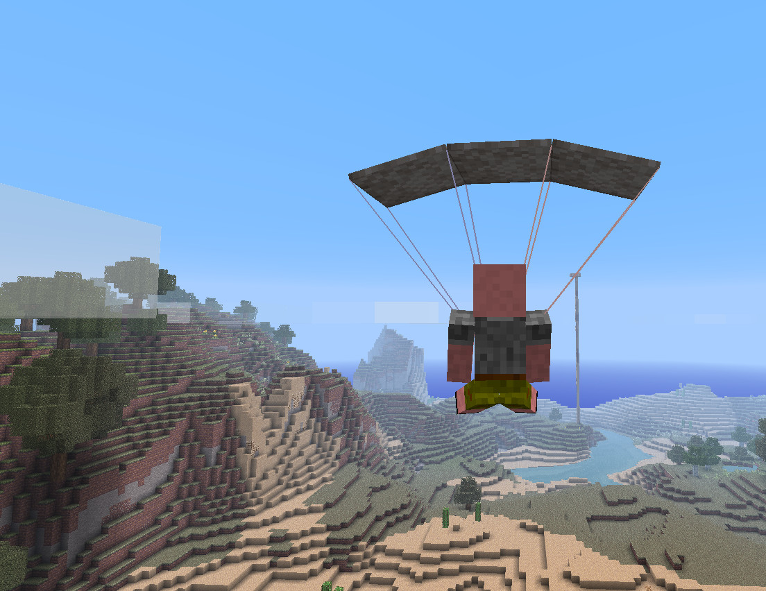 Parachute Mod 1.15.2, 1.14.4 (SkyDiving in Minecraft) 2