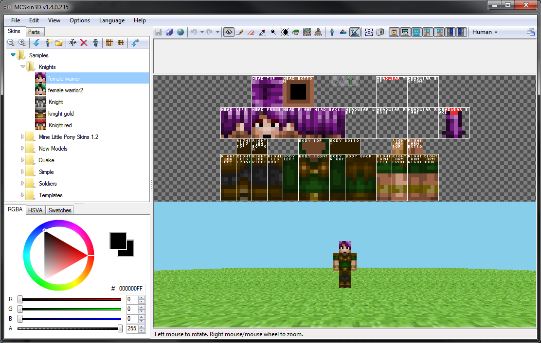 MCSkin3D 1.9.4, 1.7.10 (Real Time Skin Editor) 