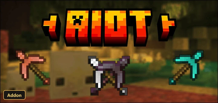 two pickaxes and a crossbow, with a title above