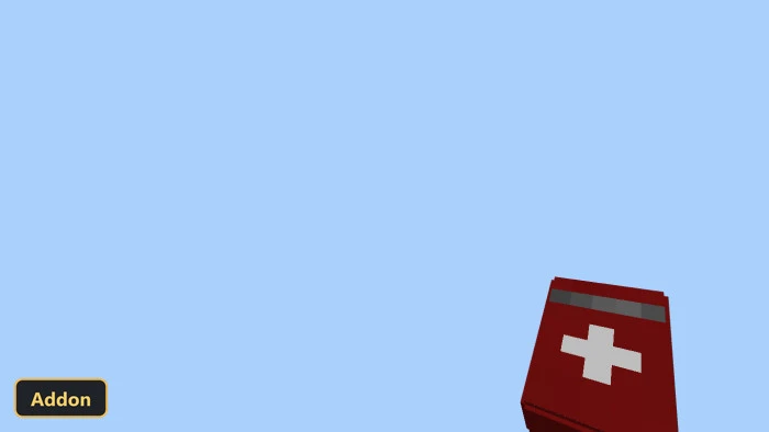 first-person view of a red first aid kit