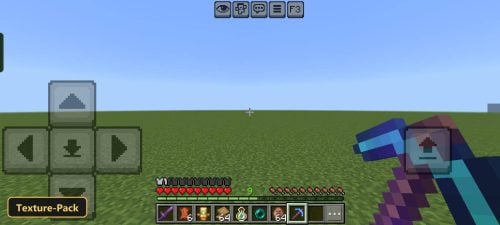 debug screen text over flat grass world