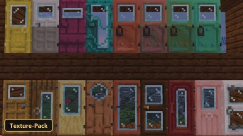 Glass Doors Windowed (26+, 1.21) – MCPE/Bedrock Texture Pack