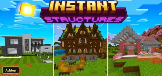 three different houses in various biomes
