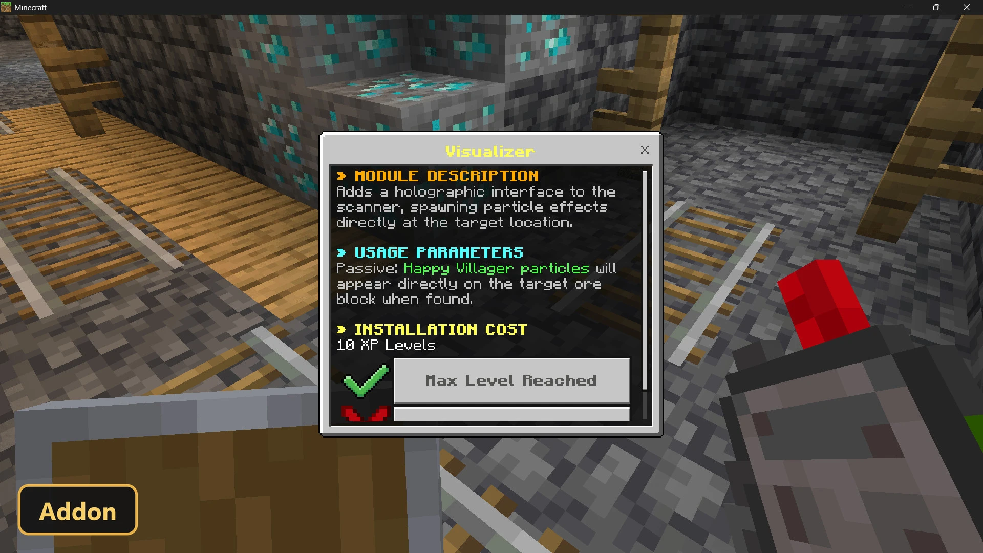 in-game menu showing Visualizer module description and cost