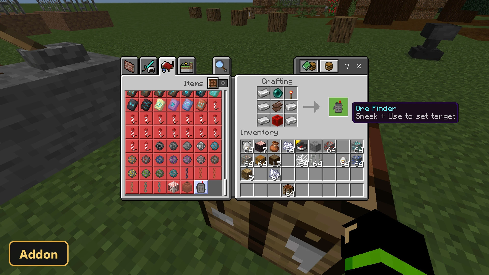 in-game crafting recipe for the Ore Finder item