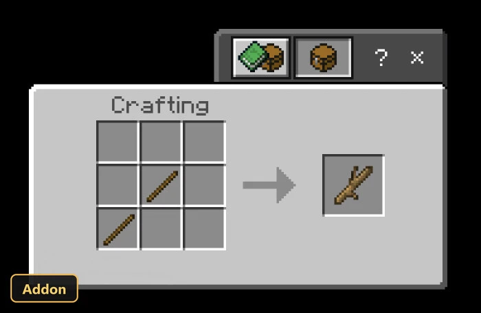 crafting recipe for a club using sticks