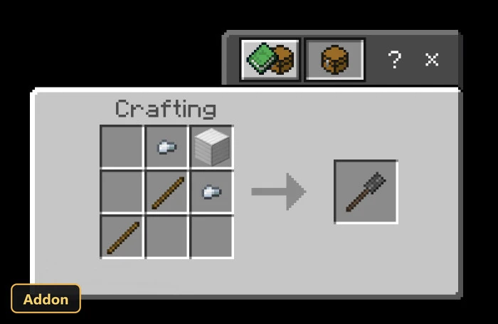 crafting recipe for a mace using iron, flint, and sticks