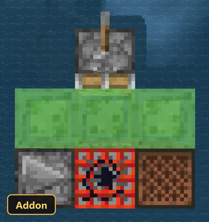 redstone contraption with piston, slime blocks, TNT, and note block