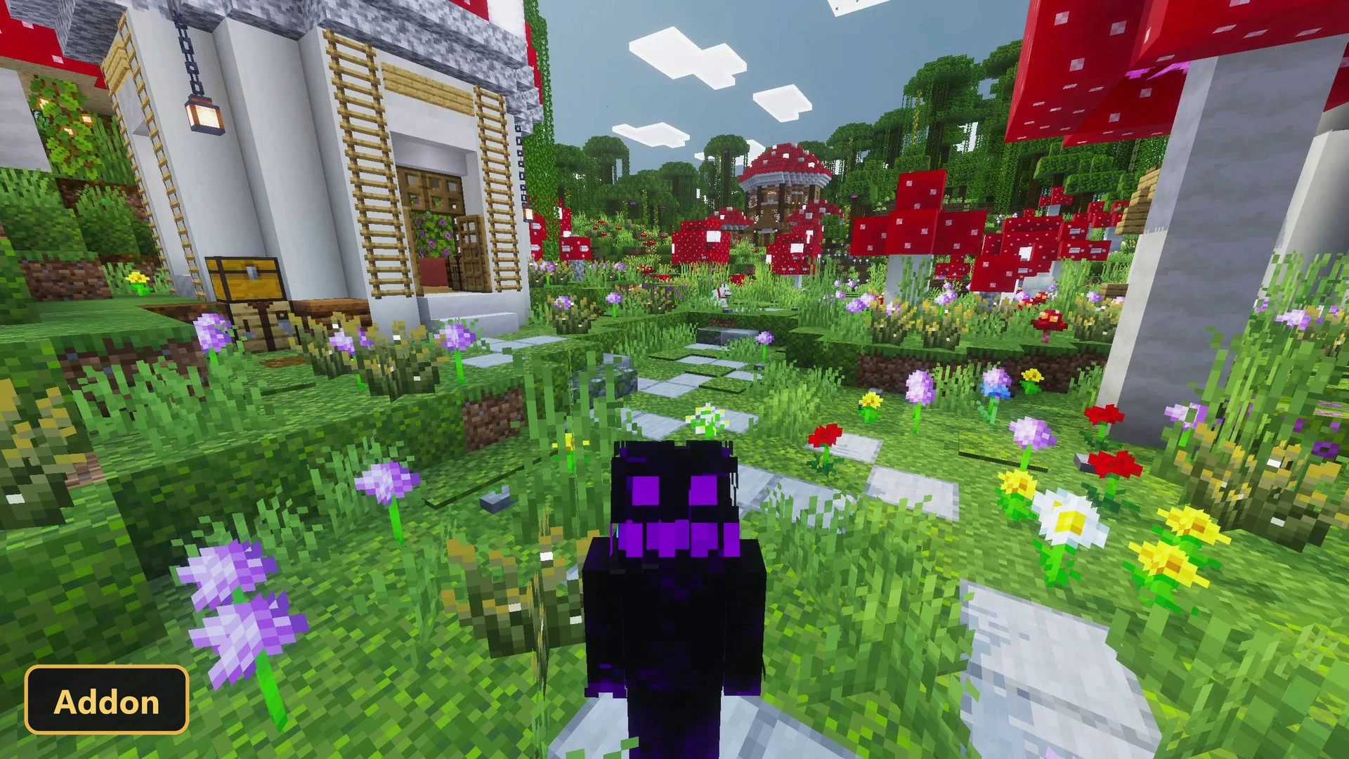 player character in a mushroom forest