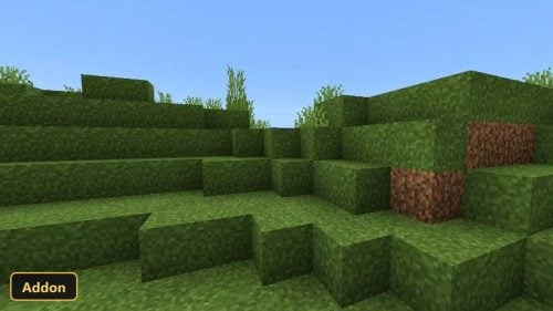 grass and dirt blocks in a simple, low-detail landscape