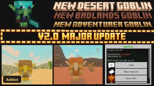 three goblin mobs, two in desert, one menu