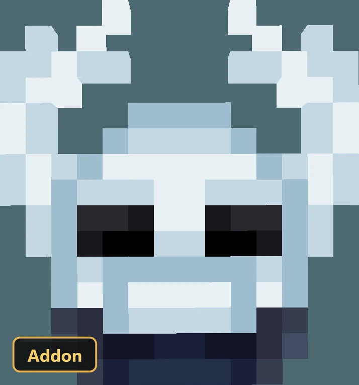 a light blue mob with horns