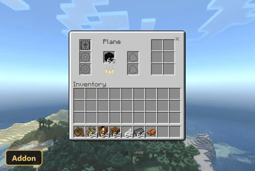 Plane crafting recipe in a crafting menu