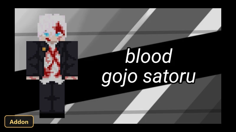 a character skin named blood gojo satoru on a black and grey background
