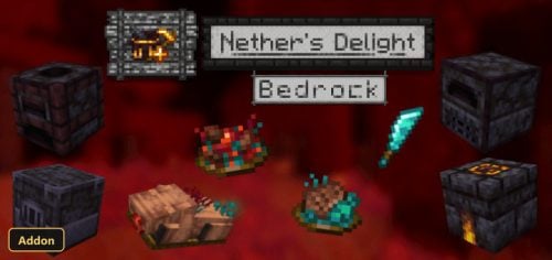 various blocks, items, and a sword on a red background