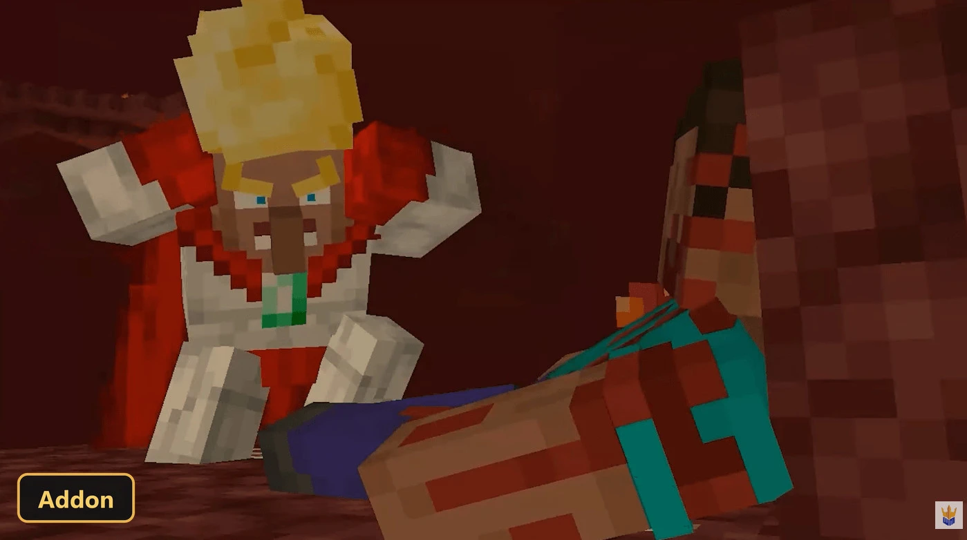 character in red and white suit assisting a fallen player