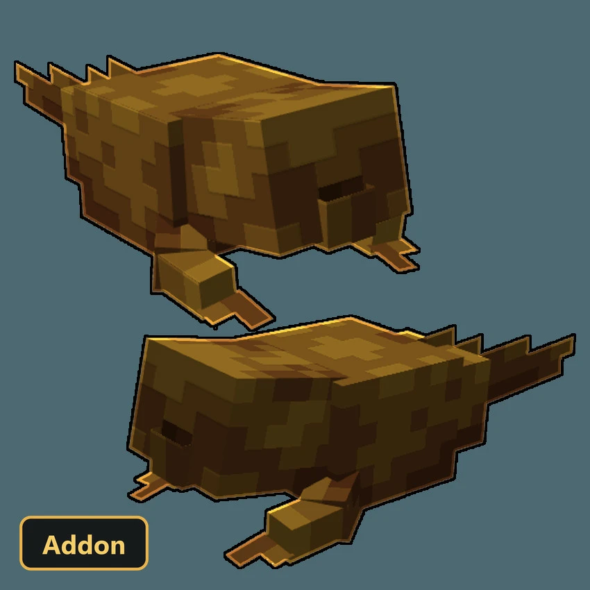 two pixelated brown tadpole-like mobs