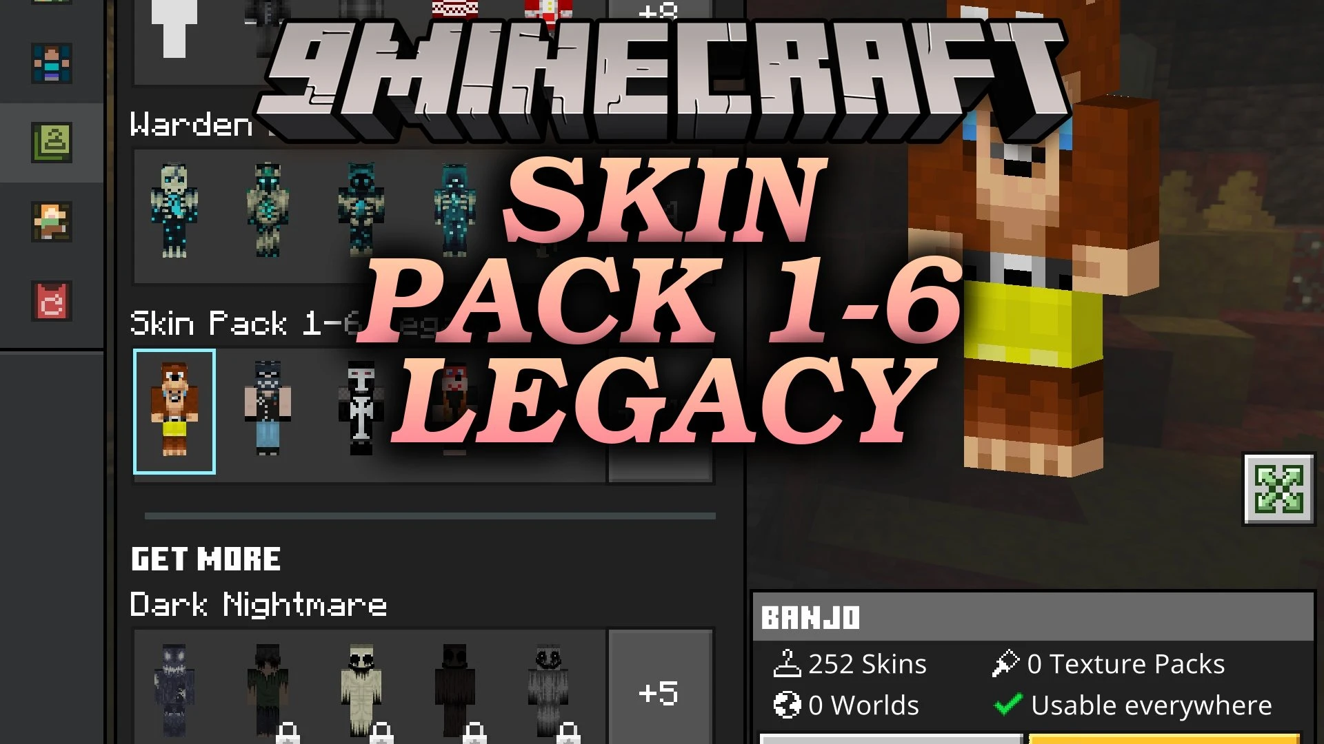 Skin Pack 1-6 Legacy Skin Pack (26.x, 1.21) – Classic Console Skins Ported