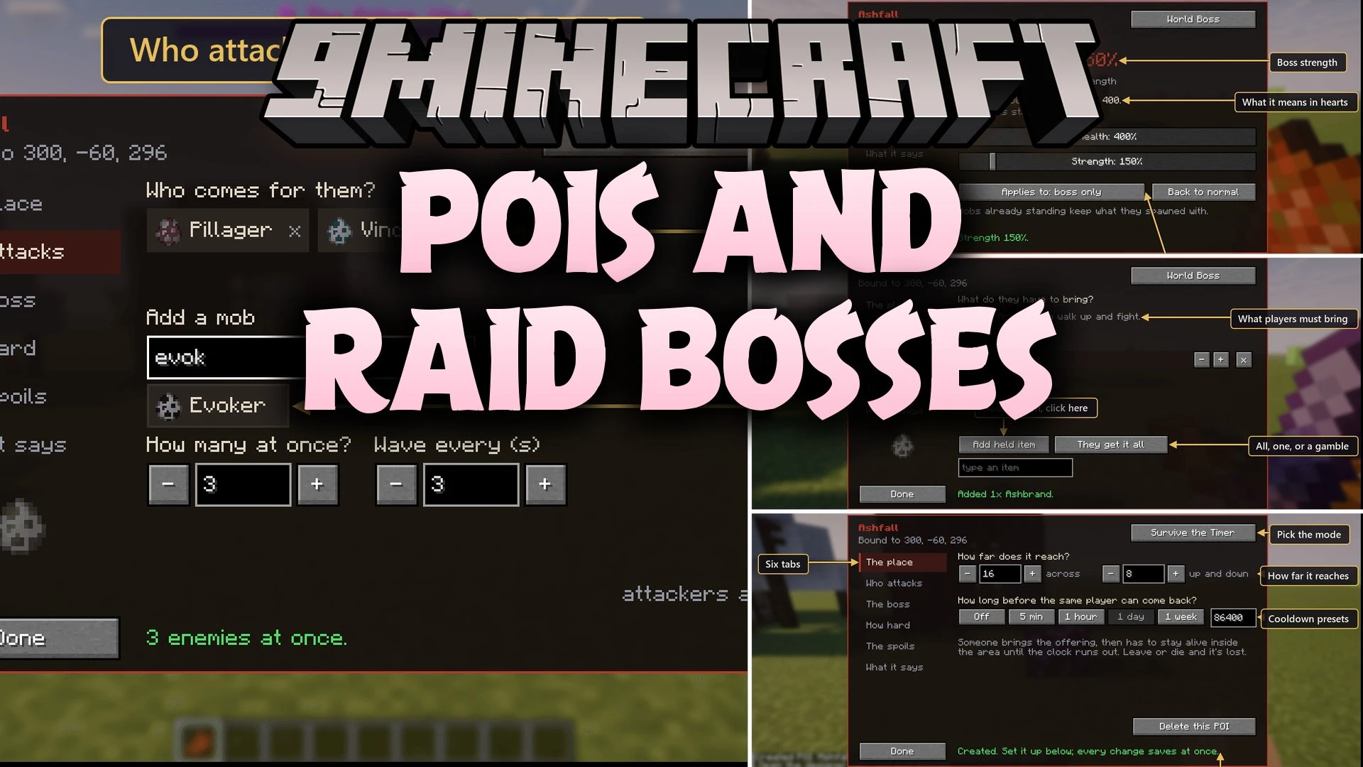 POIs and Raid Bosses Mod (1.21.1) – Turn Any Block Into a Custom Raid Arena