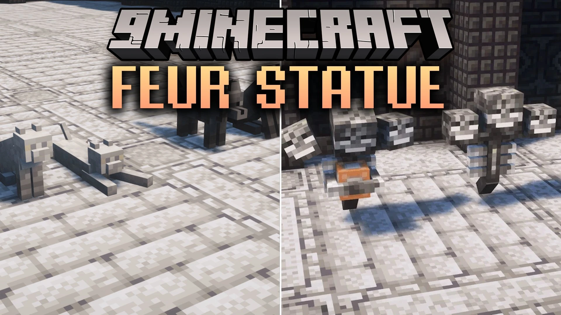 Feur Statue Mod (1.21.1, 1.20.1) – Craft Stone Mob Statues to Decorate Your Base
