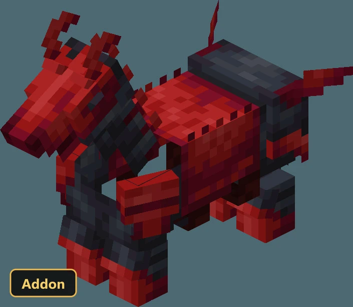 red armored horse with dark gray plating render