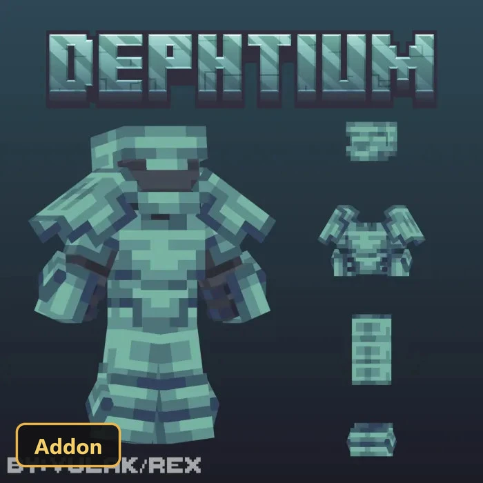 teal stone-like armor set with individual pieces shown