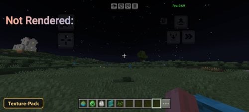 night grassland with distant hills, trees and a few mobs