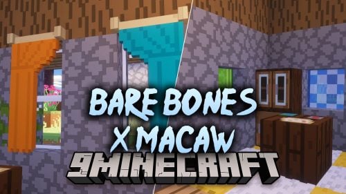 Bare Bones X Macaw Resource Pack (26.3, 1.20.1) – Clean Cartoon Mod Decor