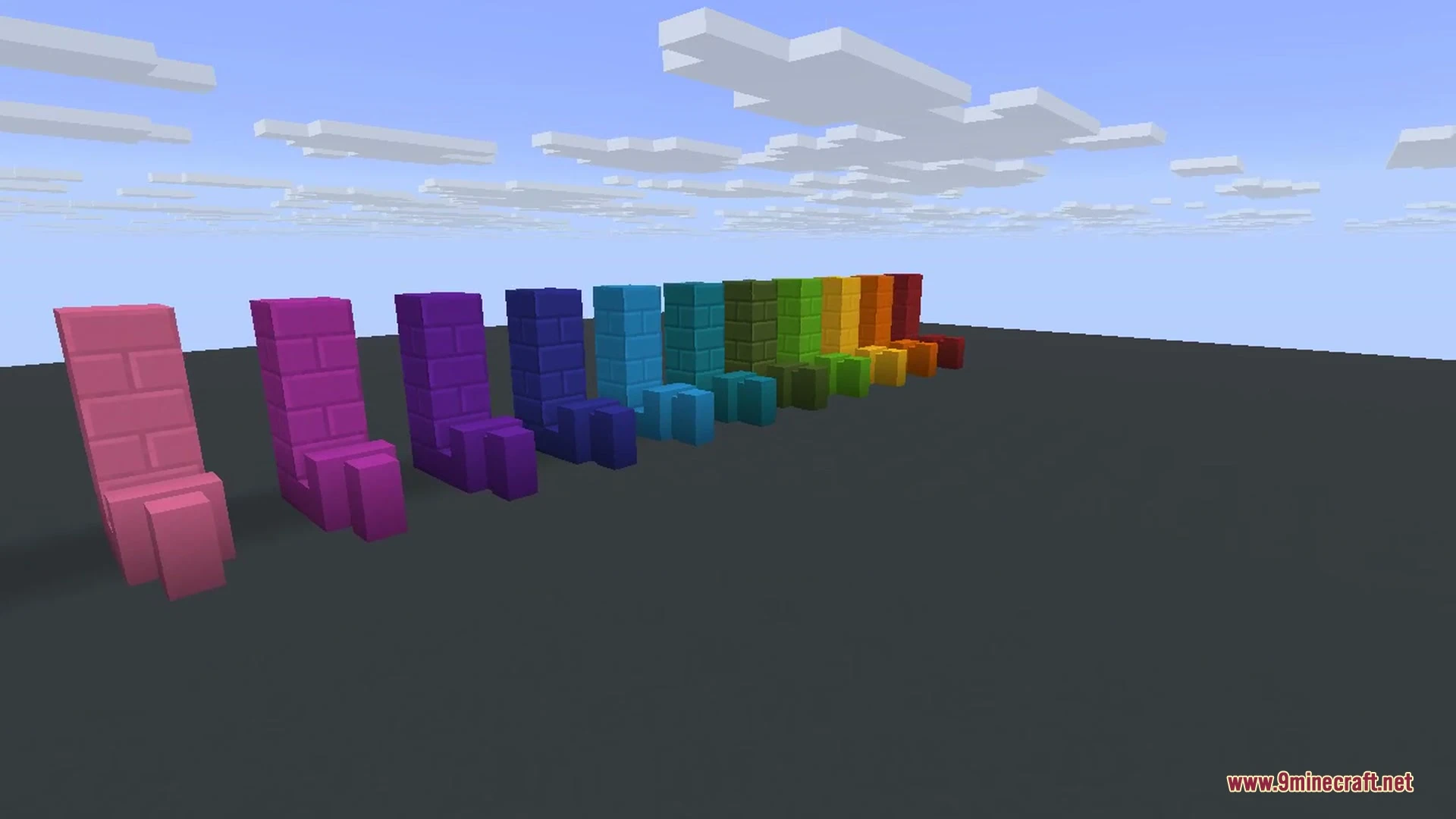 Thin concrete panels standing in all sixteen colours