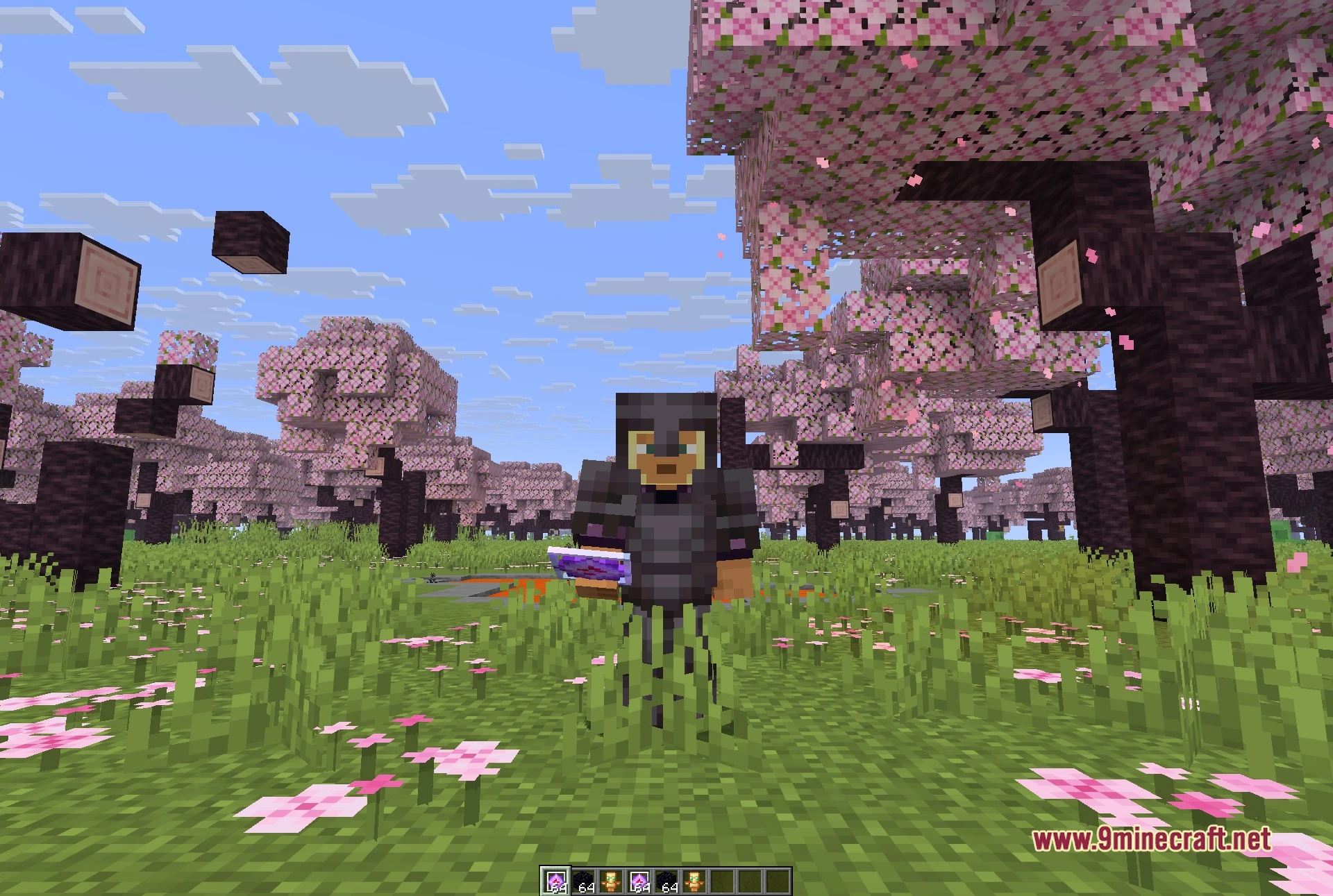 Mochi Client Mod Screenshot 4 Wide shot of the cherry forest used to check render distance with the client running