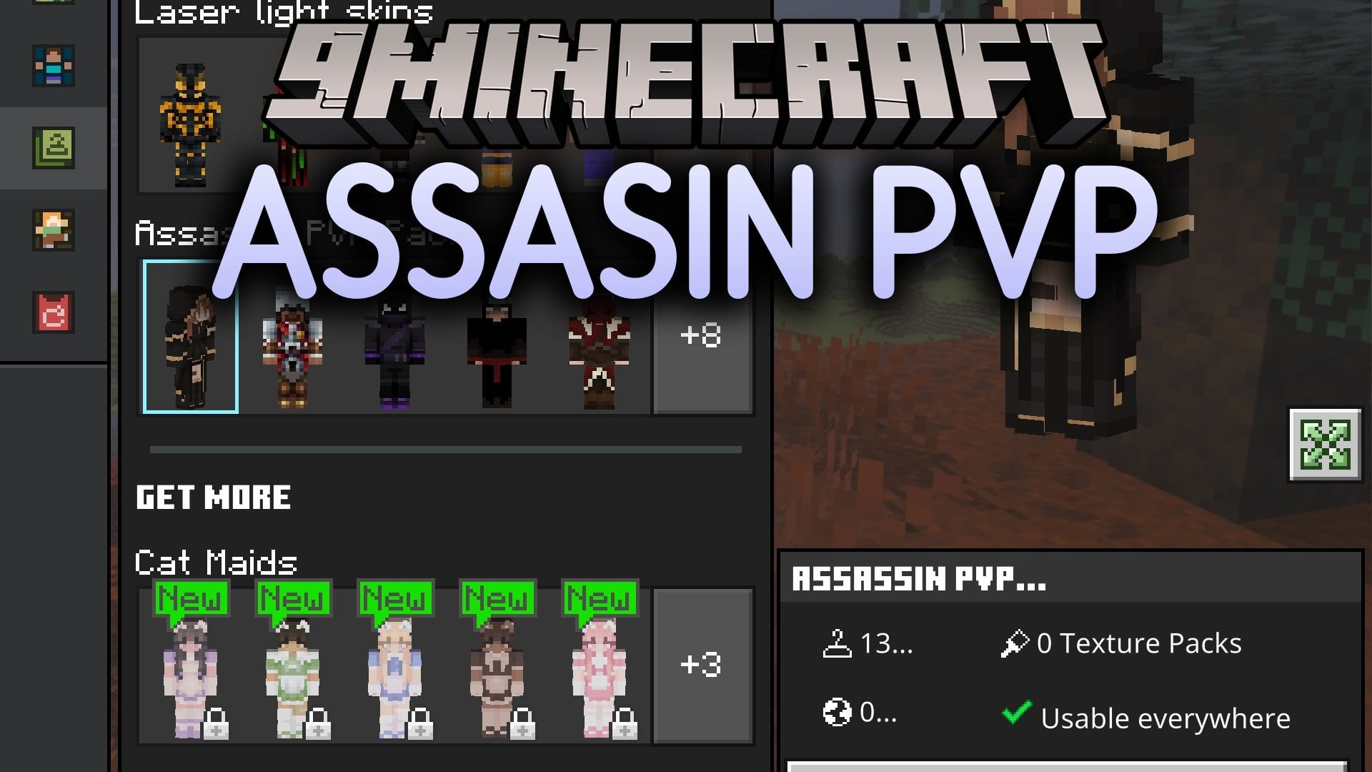 Assasin PVP Skin Pack (26.x, 1.21) – Dark Stealth Outfits for Competitive