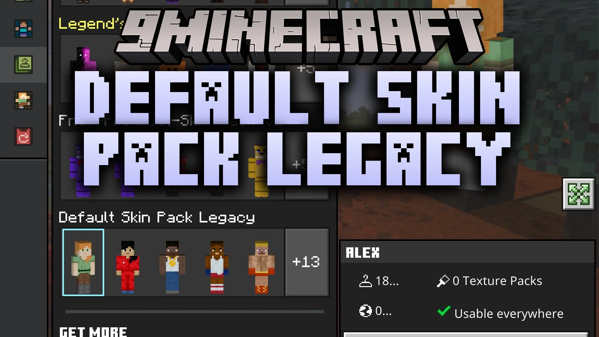 Default Skin Pack Legacy Skin Pack (26.x, 1.21) – Classic Console Skins