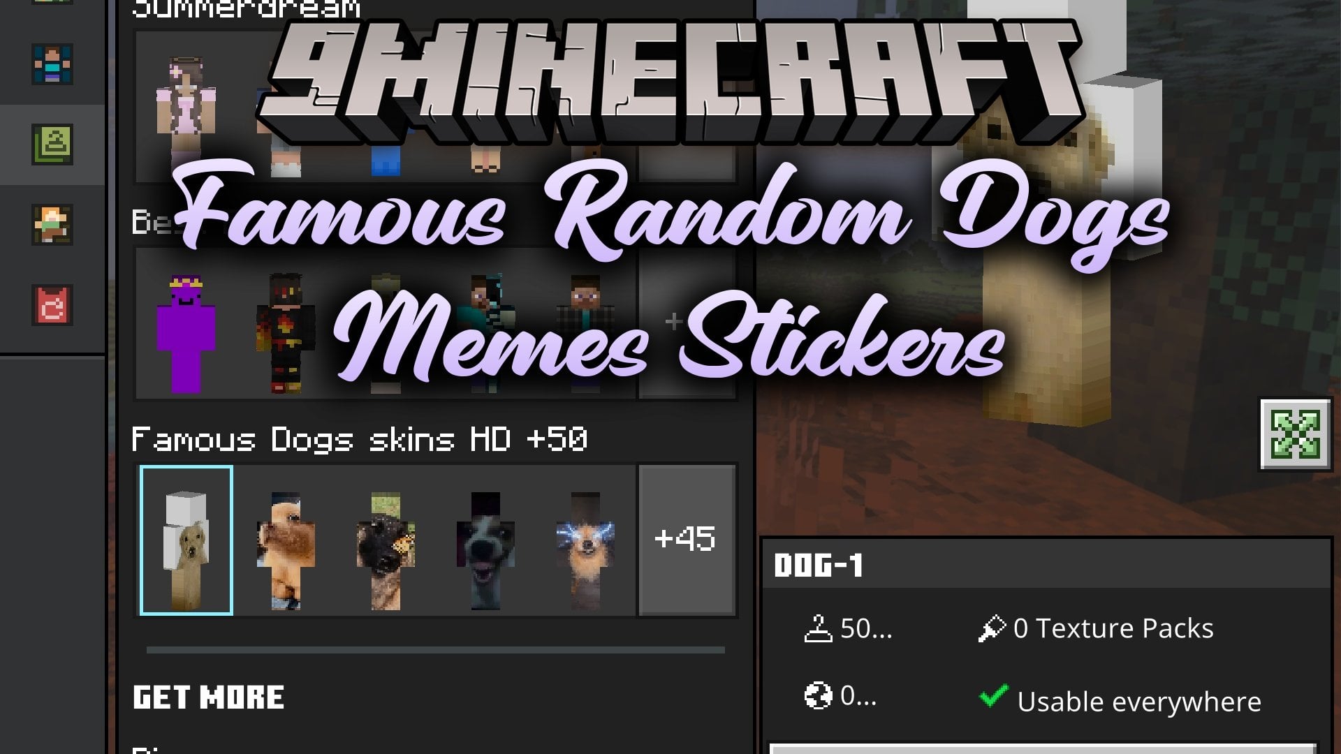 Famous Random Dogs Memes Stickers Skin Pack (26.x, 1.21)