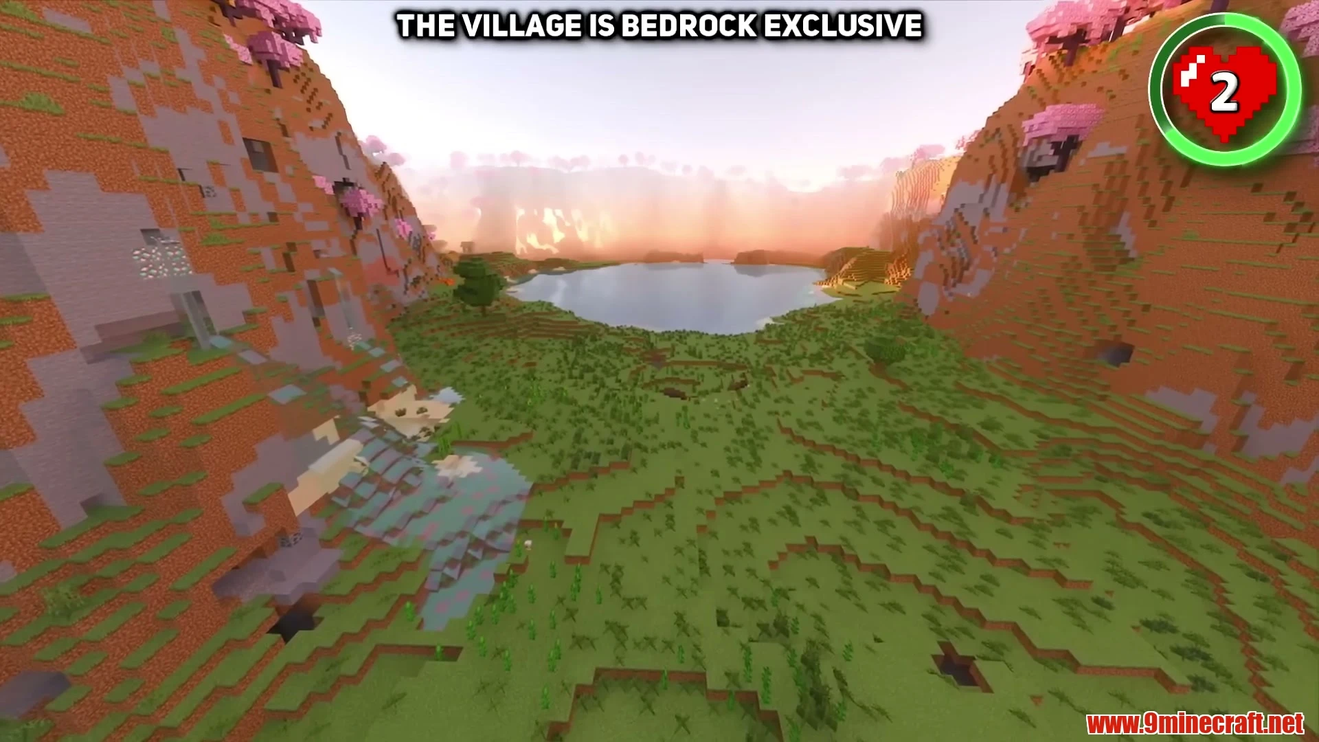 Twin Lake Cherry Crater Village & Dripstone Mines - Minecraft 26.3 Seed -5815759509554359052 View 3