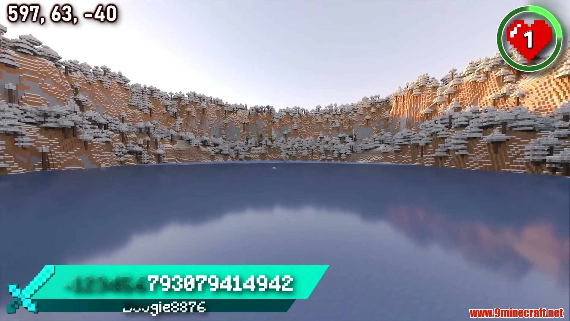Glacial Basin Winter Wonderland Lake - Minecraft 26.3 Seed -123456793079414942 View 1