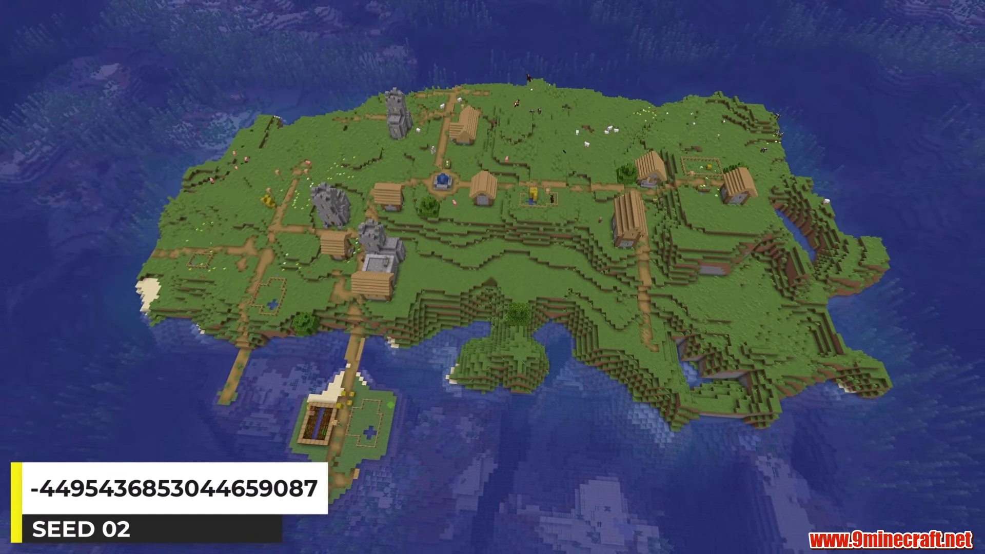 Solitary Island Village - Minecraft 26.3 Island Seed -4495436853044659087 view 2