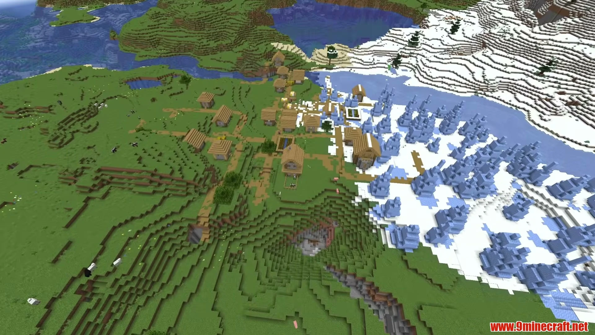 Glacial Ice Plains & Twin Snowy Villages - Minecraft 26.3 Seed 7557040174727706949 View 1