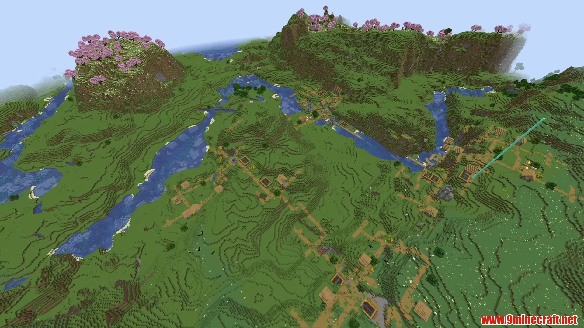 Elevated Plateau Village Overlooking Deep Ravine - Minecraft 26.3 Seed 4785078160173770 View 1