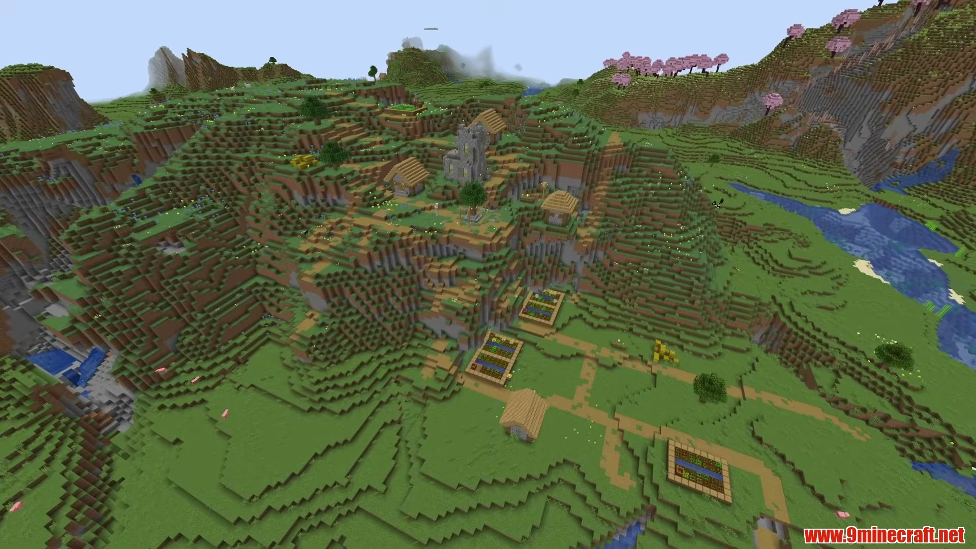 Valley Basin Surrounded by Multiple Villages - Minecraft 26.3 Seed 3273190341372830859 View 1