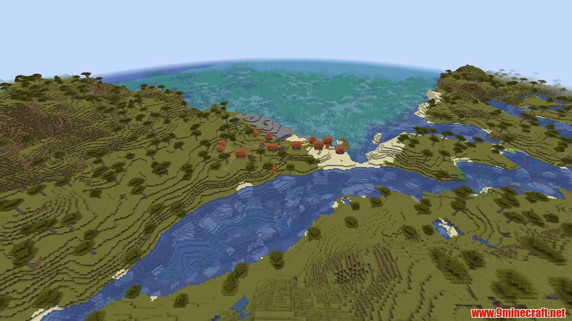 Cliffside Mountain Village with Carved Stone Path - Minecraft 26.3 Seed 2750621176480879959 View 1